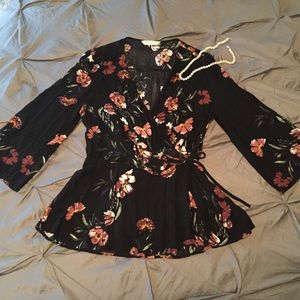 Black floral Chloe and Katie blouse